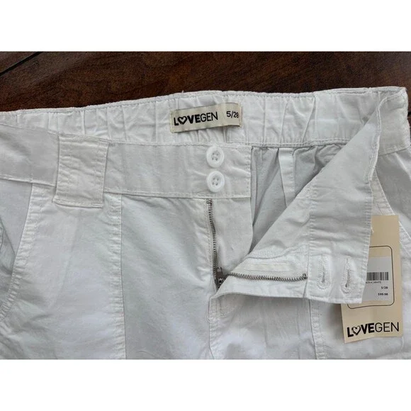 Generation Love Women’s White Double Button Parachute Pants Size 5/28‎ NEW
